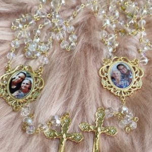 Terço com foto frente e verso